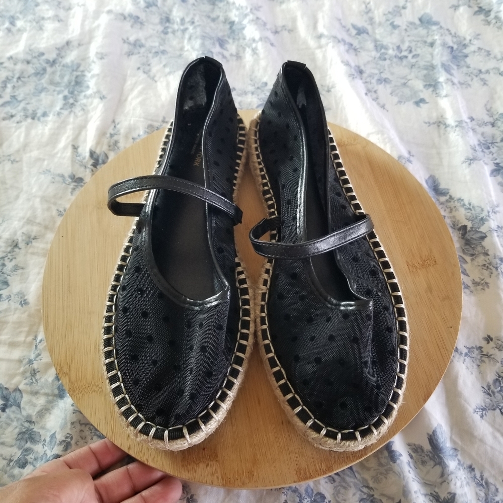 Marc New York Black Flats with Cream Stitching